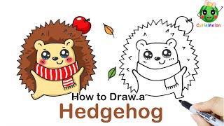 儿童简笔画刺猬 How To Draw An Autumn Hedgehog Easy-step by step!Easy Drawings for kids【西瓜宝宝学画画学英语】儿童绘画教程