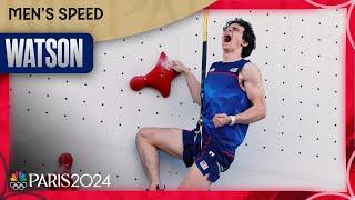 USA's Sam Watson ascends to WORLD RECORD in men's speed semifinal | Paris Olympics | NBC Sports