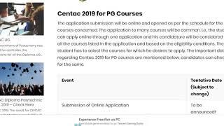 Centac 2019 for PG Courses – Application Form, Merit List