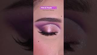 Pink & Purple Cut Crease Makeup Tutorial #purplemakeup #pinkmakeup #cutcreasemakeup  #makeupshorts