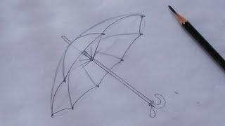 How to draw an open umbrella step by step | Drawing for kids
