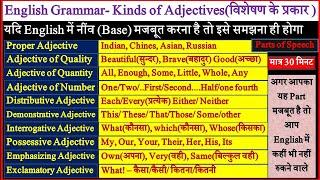 Adjective | Types of Adjectives in English Grammar | Parts of Speech | Adjectives in Hindi