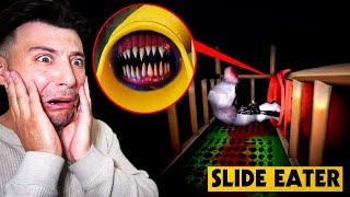 DONT PLAY THE SLIDE IN THE WOODS OR THE SLIDE EATER WILL APPEAR! | THE SLIDE EATER CAME TO MY HOUSE