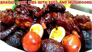 Braised Pork Ribs with Eggs and Mushrooms/Black Sauce Pork/Monica's Singapore Kitchen