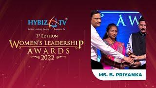 B. Priyanka | Stree Nidhi Award | Women's Leadership Awards 2022 | Hybiz tv