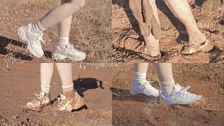 White skechers sneakers and white socks wet and muddy(117) (Full video 34min 30sec)