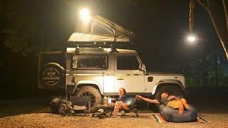 Rain in the midnight, Car camping In the AMAZON | Land Rover Defender 90