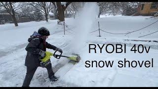 RYOBI 40v cordless snow shovel review and demo