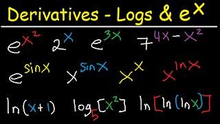 Derivatives of Exponential Functions & Logarithmic Differentiation Calculus  lnx, e^2x, x^x, x^sinx