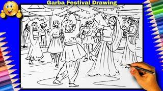 Garba Festival Drawing / Navratri festival drawing / dandiya festival drawing / गरबा चित्र