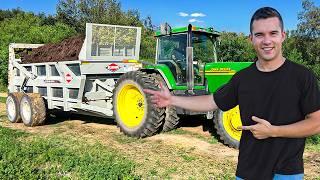 Spreading 75 Tons of Cattle Manure On Alfalfa