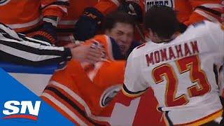 Ryan Nugent-Hopkins and Sean Monahan Exchange Bombs In Fiery Tilt