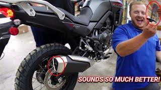 2024 Honda Transalp 750 Stock Exhaust Baffle Removal. Quick Easy Sound