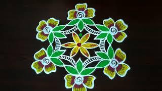 Aghan Guruwar Rangoli Design  5×3 Dots Muggulu  Easy Kolam