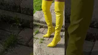 #shorts #stevemadden #yellow The yellow thigh high over the knee boots #highheels #highheelsboots