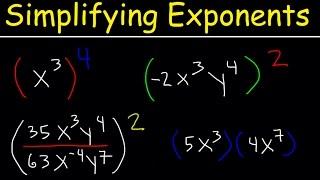 Simplifying Exponents With Fractions, Variables, Negative Exponents, Multiplication & Division, Math