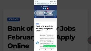 Bank of Khyber Jobs February 2025 Apply Online #admissions #job #tipsntricks #scholarship #jobs