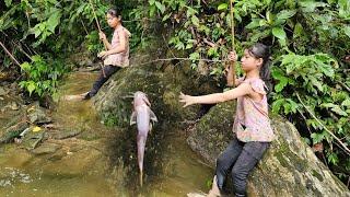 Orphan girl - go fishing improve daily meals, orphan life