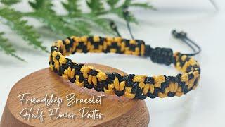 DIY Friendship Bracelet Half Flower Pattern | Macrame Bracelet Tutorial