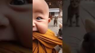 A Baby Monk's Journey: From Cradle to Cloister #cutebaby #monk #cutemonk #cute