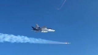 Norwegian F-35A firing an air-to-air missile AIM-120 AMRAAM