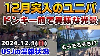 【USJドンキーオープン前で驚愕の混み具合に‼︎】12月突入の休日まとめ‼︎ジュラシックパークに進展⁉︎2024年12月1日日曜日、ユニバーサルスタジオジャパンの混雑状況