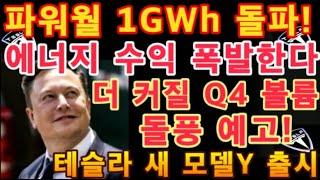 테슬라 새로운 모델Y 출시 / 파워월 1GWh돌파! 에너지 수익 폭발한다 / 더 커질 Tesla Q4 볼륨, 앞으로 돌풍 예고 /  테슬라 투자 / Tesla 주가