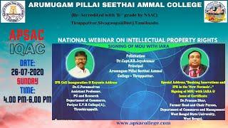 NATIONAL WEBINAR  On  INTELLECTUAL PROPERTY RIGHTS-APSAC-IQAC
