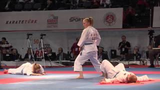 Female Team Kata GERMANY in the Final. Bunkai Kata Gankaku. 2015 European Karate Championships