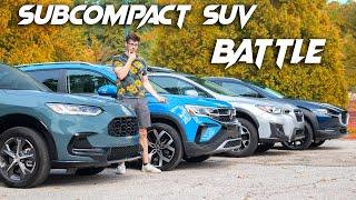 Honda HR-V vs Subaru Crosstrek (6 Spd MT) vs Mazda CX-30 vs VW Taos 0-60 Test & Comparison