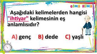 2. Sınıf - Türkçe : Test Çöz ! / Eş Anlamlı Kelimeler TEST ( 5 Soru 5 Cevap )