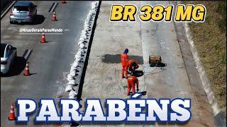 BR 381 RODOVIA DA VIDA OBRAS TROCA DAS PLACAS DE CONCRETO LOTE 7 CIDADE DE CAETÉ MINAS GERAIS BRASIL