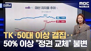 [여론M] 한 자릿수로 줄어든 지지율 격차‥"정권 교체" 여전히 과반 넘어 (2025.05.25/뉴스데스크/MBC)