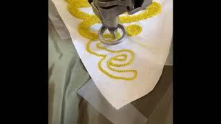 Chainstitch embroidery machine in action