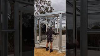 REFRAMING SHED FOR GLASS SLIDING DOOR INSTALL