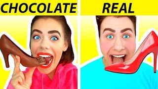 CHOCOLATE FOOD VS REAL FOOD CHALLENGE | Funny Pranks!! Taste Test by Ideas 4 Fun CHALLENGE