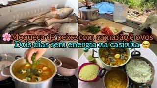 MOQUECA DE PEIXE|ALMOÇO COMPLETO|PIRÃO DELICIOSO|ESTAMOS DOIS DIAS SEM ENERGIA|#20k /ELYELMA REIS