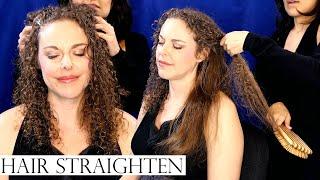 ASMR  Hair Straightening & Brushing Corrina's Lovely Curly Hair For 1 Hour 