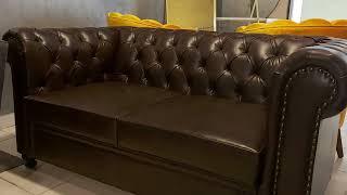 Chesterfield sofa set with rexine work!