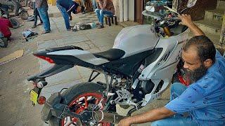 India’s 1st R15 v4 intensity white Exhaust modification (Best Exhaust shop in Hyderabad