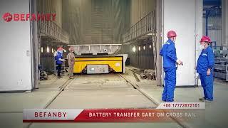 Battery Power Transfer Cart On Cross Rail,Heavy Duty Rail Transfer Trolley