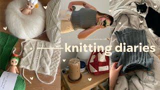 cozy day knitting in bed, making swatches & getting through body islands | vlog