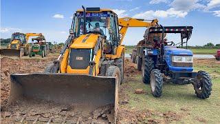 JCB 3DX Plus Mud Loading Eicher 551 New Holland 4710 Sonalika 47 4x4 John Deere 5045 | Jcb video