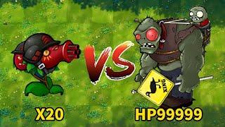 PVZ 1 Fusion Challenge! Random 20 Plants VS HP99999 Giga-gargantuar,- Who Will Win?