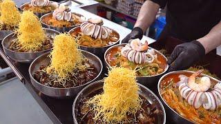 cucinare spaghetti in stile sorprendente (Jajangmyeon, Jjamppong) - cibo di strada coreano