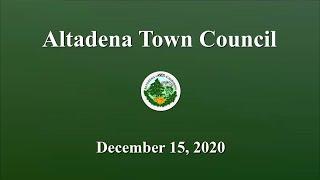 Altadena Town Council Meeting: December 15, 2020