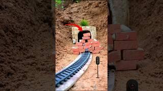 "Mini Train Crashes into Brick Blockage Inside Mountain Tunnel!"