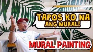 Mural Painting Nature Palm Leaves