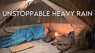 UNSTOPPPABLE Long Heavy Rain Until Morning‼️Solo Camping in Long Heavy Rain