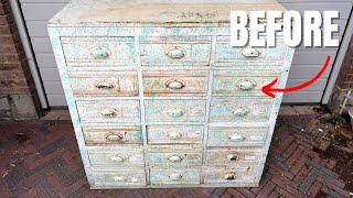 Antique Wooden Apothecary cabinet restoration I ASMR restoration no talking